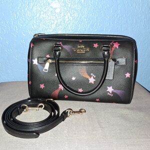 Coach Black and Pink Star Pattern Satchel NWOT